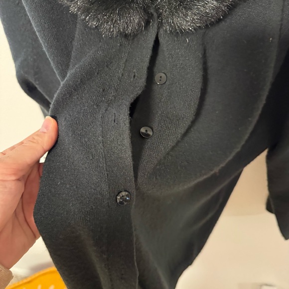 Style & Co. Black Cardigan with Faux Fur Collar - Picture 4 of 6